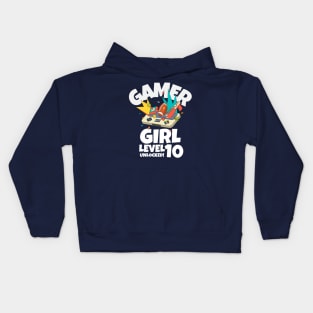 Gamer Girl Level 10 Unlocked! Kids Hoodie